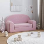 vidaXL Canapea pentru copii cu 2 locuri, roz, pluș moale (341808) Canapea