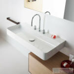 Laufen Val SaphirKeramik 95x42 cm-es csiszolt aljú mosdó 3 csaplyukkal, túlfolyó nélkül, LCC bevonattal, fehér H8162874001581 (H8162874001581)