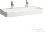 Laufen Val SaphirKeramik 95x42 cm-es csiszolt aljú mosdó 2 csaplyukkal, LCC bevonattal, fehér H8162874001071 (H8162874001071)