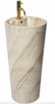 Rea Blanka álló kerámia mosdó 85 cm, csaplyukkal és túlfolyóval, natúr matt márványminta REA-U4664 (REA-U4664)