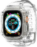 Apple Watch Ultra (49 mm), Szilikon védőkeret, ütésálló, szíjjal, Spigen Rugged Armor Pro, átlátszó