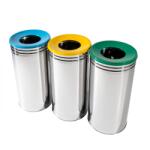 Casa Plastor Set 3 cosuri gunoi, cu capac deschis si plat, din inox, 70 litri (DO-3676-703)
