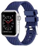 gigapack Pótszíj (környezetbarát szilikon, lyukacsos, légáteresztő, csíkos minta) SÖTÉTKÉK Apple Watch Series 2 42mm, Apple Watch Series 3 42mm, Apple Watch Series 4 44mm, Apple Watch Series 5 44mm, (GP-91330)