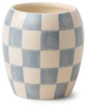 Paddywax Lumânare parfumată Bumbac și tec, albastru - Paddywax Checkered Porcelain Candle Light Blue Cotton & Teak 311 g