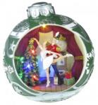 Strend Pro Decoratiune Craciun muzicala, glob de brad cu balerina, LED multicolor, 3xAA, 30.5x26.5 cm