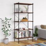 vidaXL Unitate cu rafturi, 5 niveluri, negru/lemn închis, 80x40x163cm (336349) Biblioteca
