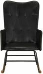 vidaXL Scaun balansoar, negru, piele naturală (339682) Balansoar