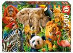 Educa Puzzle Wild Animal Collage Educa 500 piese și lipici Fix (EDU19550) Puzzle