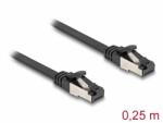 Delock Cablu de retea RJ45 FTP Cat. 8.1 flat/flexibil 0.25m Negru, Delock 80177 (80177)