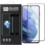  Samsung Galaxy S21 5G üvegfólia, tempered glass, előlapi, 5D, edzett, hajlított, fekete kerettel (újjlenyomat olvasóval működik)