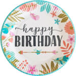  10 darabos papír tányér - Happy Birthday - Virág