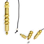  Pendul Isis-Osiris 10+3 Discuri Metal Auriu cu Cuart Herkimer - 88x14 mm - 1 Buc