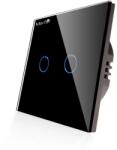Mentor Intrerupator touch dublu Smart wireless Mentor ES043 WiFi 2x600W 10A cu NUL negru (MMDES043)