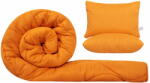 Somnart Set SomnART gama Coral, Pilota 200x220 cm si 2 perne 50x70 cm Orange Relax KipRoom