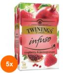 TWININGS Set 5 x Ceai Twinings - Infuzie Zmeura si Rodie, 20 Pliculete, 40 g