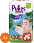 pufies Set 2 x 40 Scutece-Chilotel Pufies Pants Fashion and Nature, 5 Junior, 12-17 kg (ROC-2xFIMPFSC146)