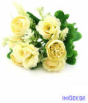  Rózsa ranunculus vegyes selyem csokor 32 cm - Krém
