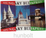  Budapest hűtőmágnes -Halászbástya, Országház, Lánchíd 8x 5, 5cm - vinyl