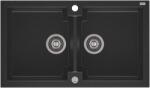 AXIS KITCHEN HONEST 160 kétmedencés gránit mosogató automata dugóemelő, szifonnal, fekete-szemcsés, beépíthető (AX-2204)