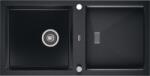 AXIS KITCHEN SLIDE 200 gránit mosogató automata dugóemelő, szifonnal, fekete-szemcsés fényes, beépíthető (AX-2303)