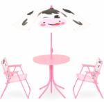 Maison Mex Set 2 scaune, masuta si umbrela copii COW roz (MEX027)