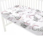  Baby Shop pamut, gumis lepedő 60*120 cm - szivárványos elefánt rózsaszín - babastar