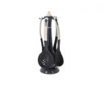 Excellent Houseware Set ustensile bucatarie cu suport Excellent Houseware, nylon plastic, 20x39.5 cm, negru crem (KO-026000080)