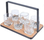 Koopman International Tava servire 7 piese Koopman, bambus sticla metal, 22, 5x15, 2x14, 5 cm, negru maro transparent (KO-210000500) Tava