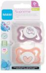 MAM Supreme Silicone Pacifier 0m+ Violet & Orange suzete 2 buc pentru copii