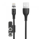 Foneng X62 Magnetic 3az1-ben USB-A - USB-C/Lightning/MicroUSB töltőkábel 1m fekete (6970462516361)
