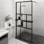vidaXL Paravan duș walk-in cu raft negru 115x195cm sticlă ESG/aluminiu (3185480)