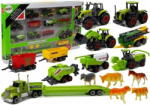  Lean-toys Mezőgazdasági járművek Traktorok Pótkocsik Állati figurák készletével