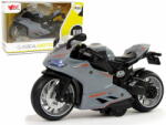  Lean-toys Sport motorkerékpár szürke narancssárga övek 1: 12 Pull-Back Drive Sound fények