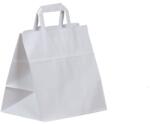  Széles talpú elviteles papírtáska 26x25+17 cm fehér