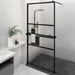 vidaXL Paravan duș walk-in cu raft negru 115x195cm sticlă ESG/aluminiu (3185479)