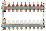 FERRO Polonia Distribuitor/colector 1" din inox 9 circuite cu debitmetre si robineti termostatati (SN-RZP09S)
