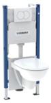 Keramag Geberit Duofix WC szerelőelem készlet, 112 cm, Delta öblítőtartály, Delta01 működtetőlap, Selnova peremes fali WC ülőkével (118.400.11.2)