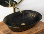 Rea Roma pultra ültethető kerámia mosdótál 56x40 cm, matt fekete/arany REA-U5609 (REA-U5609)