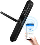 Portass-key Incuietoare smart negru pentru usi termopan PVC interior exterior, deschidere cu amprenta, cod, card, bluetooth, wi-fi, cheie, aplicatie TTLock (UPGW004)