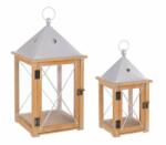 Bizzotto Set 2 felinare lemn maro metal argintiu Beatific 18x18x34 cm, 24x24x46 cm (0141154)