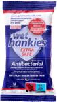 Wet Hankies Hankies Extra Safe Nedves antibakteriális törlőkendők, 12db