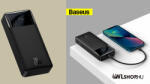 Baseus Bipow 20000mAh külső akkumulátor 20W 2xUSB + USB-C + mikro USB + MicroUsb kábel 0, 25cm - Fekete