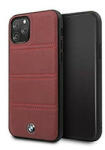 BMW iPhone 11 Pro vízszintesen csíkozott burgundi vörös kemény bőrtok (BMHCN58PELBU) - tobuy
