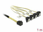 DELOCK Cablu cu conector Mini SAS HD SFF-8643 > 4 x SATA, 7 pini mamă, unghi de 90° 1 m (85685)