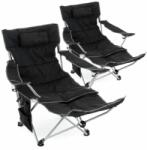 divero Set de 2 scaune de camping cu suport pentru picioare , negru (ZGC34393_SL2)