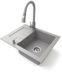  Gránit mosogatótálca NERO Monza + kihúzható zuhanyfejes Snake csaptelep + adagoló (szürke)