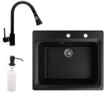 NERO Italia + kihúzható Snake csaptelep + adagoló (matt fekete)