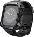 Apple Watch 7-9 (45mm), Műanyag védőkeret, szíjjal, közepesen ütésálló, Spigen Tough Armor Pro Metal, fekete - tok-shop