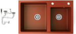  Gránit mosogató NERO Palazzo + dugókiemelő (piros)