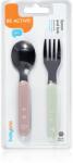  BabyOno Be Active Stainless Steel Spoon and Fork étkészlet Pastel 12 m+ 2 db